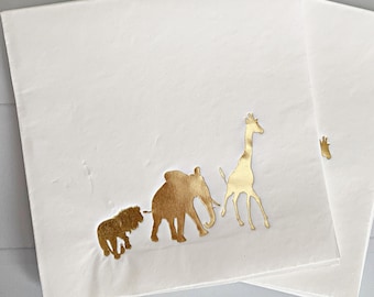 Safari Baby Shower Luncheon Napkins: Stamped Foil Animal Print, Set of 16