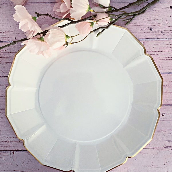 White Scalloped Dinner Plates