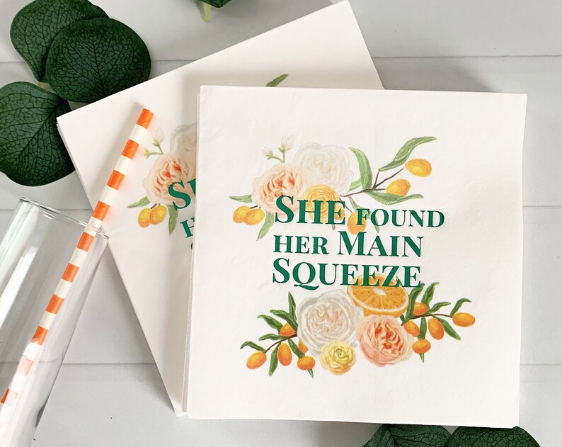 She Found Her Main Squeeze Bridal Shower Luncheon Napkins Foiled