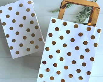 Easter Gift Bags or Baby Shower Favors Bags - Gold Polka Dot
