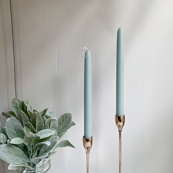 Pale Blue Wedding Taper Candles - Beeswax 10 Inch