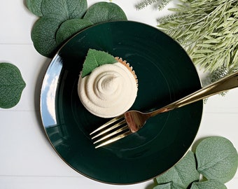 Emerald Green with Gold Dessert Plates - Plastic