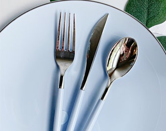 Ice Blue & Silver Modern Utensils