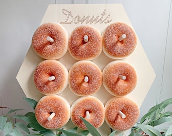 Donut Wall Stand - Wood Hexagon Party Decorations - Coffee and Donuts