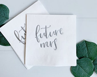 Future Mrs. Bridal Shower Cocktail Napkins- Silver Foil