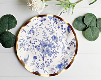 Blue Toile Dessert Plates