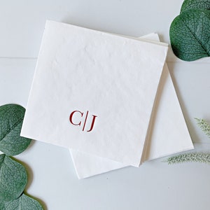 Monogrammed Wedding Cocktail Napkins: Personalized Initial Barware