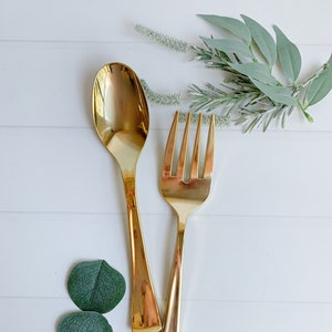 Gold Serving Fork and Spoon Set - Plastic Party Supplies