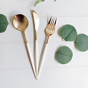 Ivory & Gold Modern Utensils