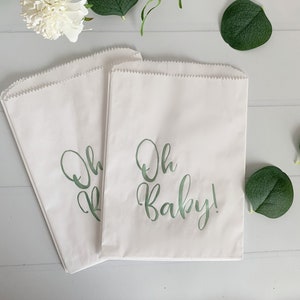 Oh Baby Shower Favor & Treat Bags Sage 画像 1