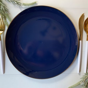 Navy Blue with Gold Dinner Plates Plastic Bild 1