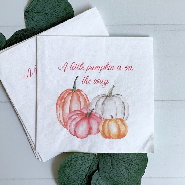 Little Pumpkin On the Way Cocktail Napkins - Pink