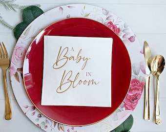 Baby in Bloom - Baby Shower Napkins - Gold
