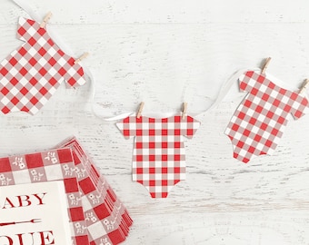 Baby Q Banner - Red Gingham Onesies