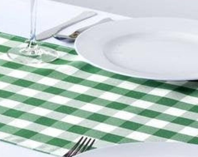 Green Gingham Table Runner Etsy