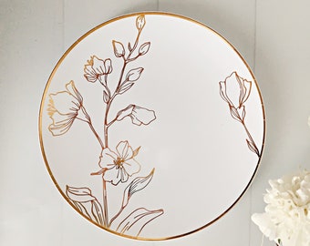 Gold Floral Dessert Plates - Plastic