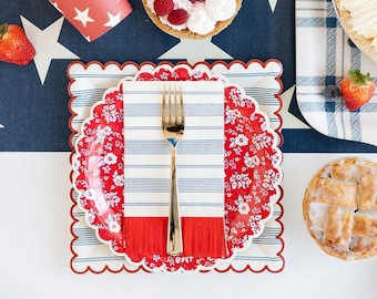 Red Liberty Floral Paper Plates