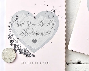 Bridesmaid Proposal Scratch To Reveal Cards, Blush and Silver