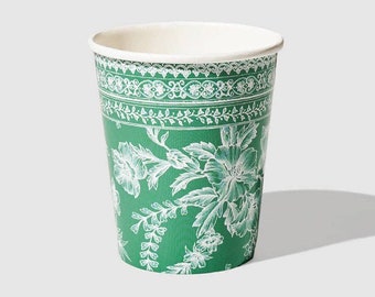 Emerald Green Toile Paper Cups