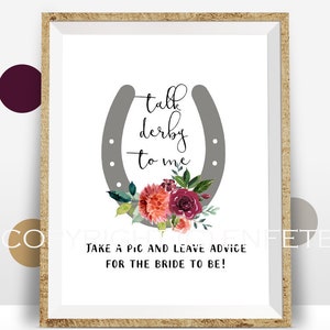 Derby Bridal Shower Sign, Advice for the Bride, Photo Props