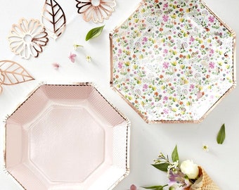 floral paper plates and napkins