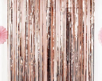Rose Gold Fringe Photo Booth Backdrop - Bridal Shower, Wedding or Baby Shower Decorations