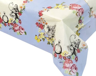 Alice in Wonderland Table Cover: Whimsical Tea Party Decor (71" x 47")