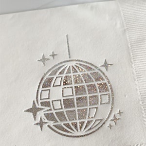 Our gorgeous iridescent foiled disco ball cocktail napkins are perfect for your disco-themed event. These are perfect for a wedding, bachelorette, birthday party or New Year's Eve.