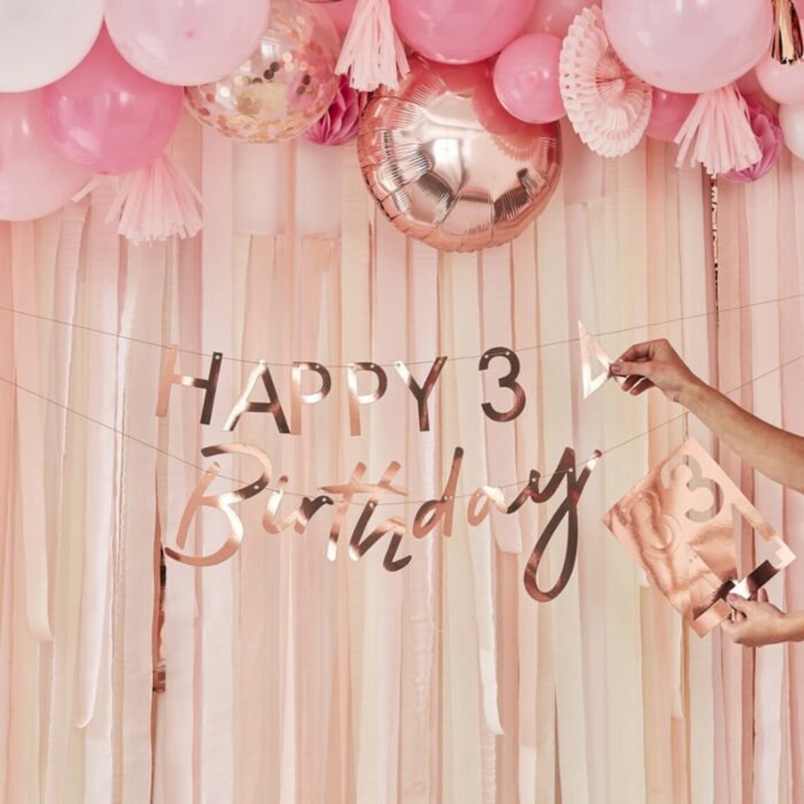 Happy Birthday Rose Gold Foil Banner | Sunshine Coast Party Supplies - View #9
