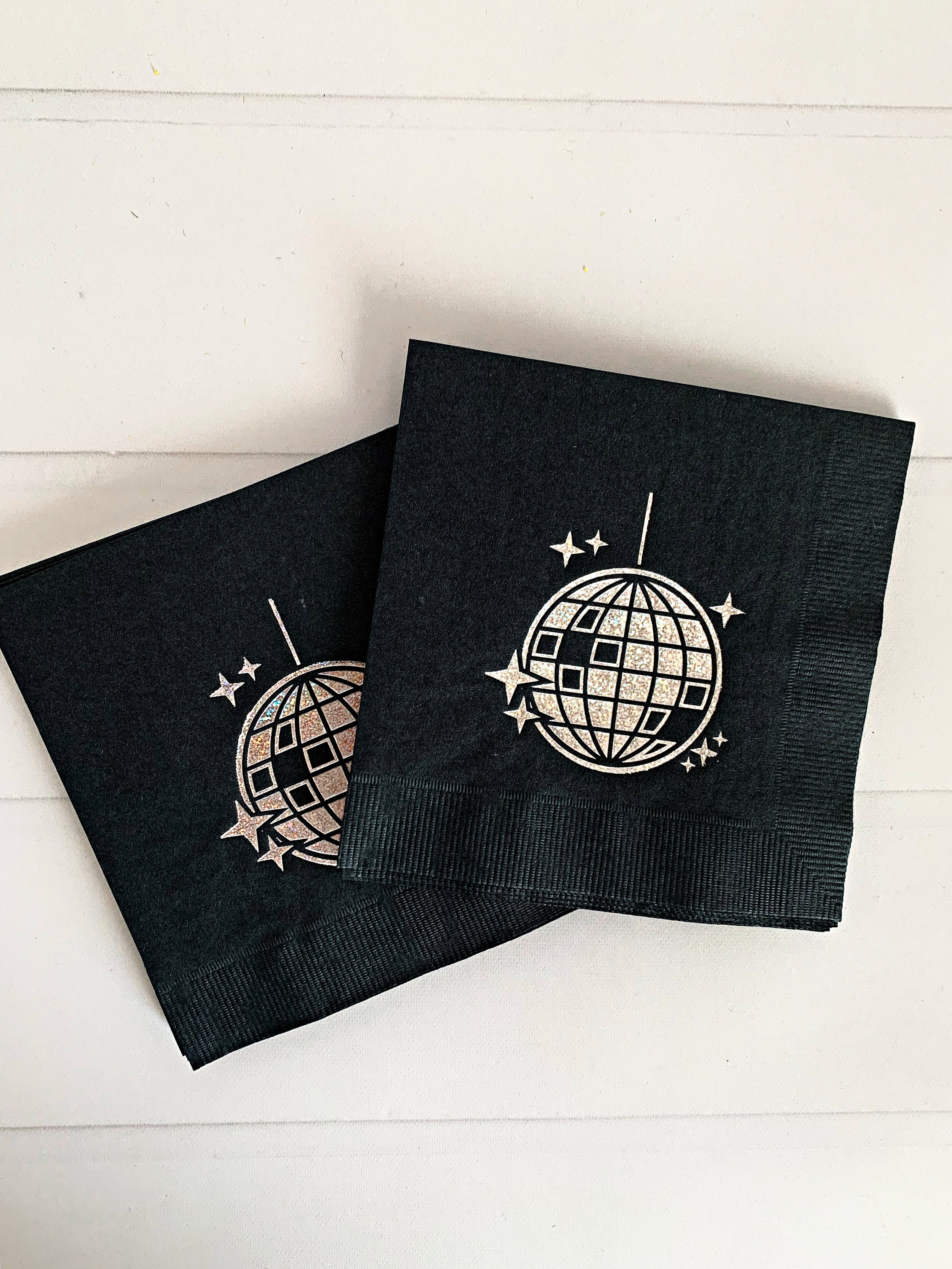 Disco Ball Cocktail Napkins Black