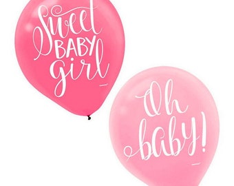 Sweet Baby Girl Pink Balloons