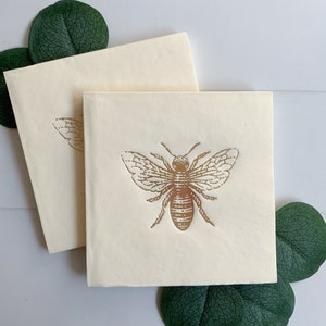 Ivory Honeybee Cocktail Napkins for Parties and Weddings