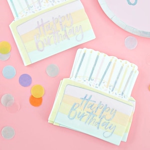 Happy Birthday  Napkins - Pastel