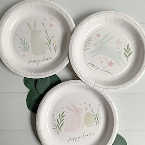 Easter Bunny Pastel Dessert Plates - Paper Party Plates for Spring Celebrations