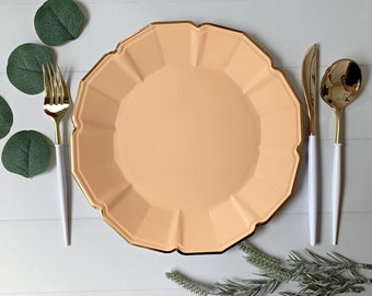 Sweet as a Peach Dinner Plates - Paper with Gold Edge