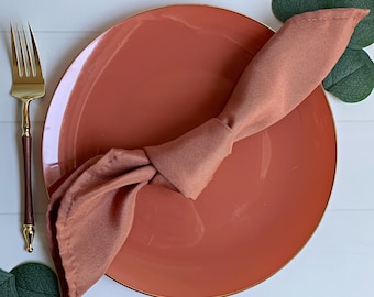 Soft Terracotta with Gold Dinner Plates - Plastic