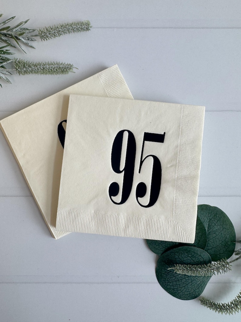 Celebrate a special milestone with our elegant 95th Birthday Napkins from EnFete. These sophisticated cocktail-sized napkins come in a set of 16, featuring a timeless ivory and black color scheme that exudes luxury and style. Perfect for adding a touch of class to any birthday celebration, these high-quality napkins are a must-have for anyone looking to throw a memorable 95th birthday party.