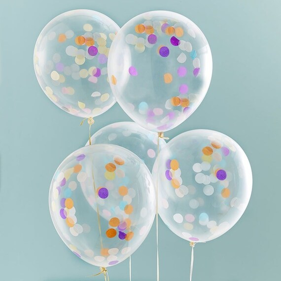 Confetti Balloons - Rainbow Mix Colors Il_570xn