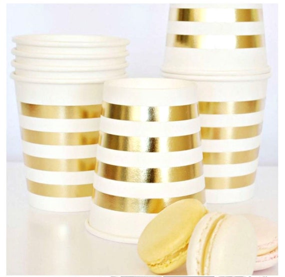 Gold Striped Paper Cups | Etsy