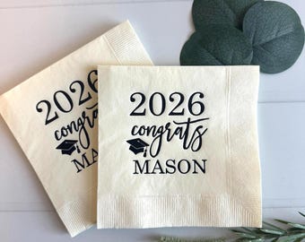 Personalized Graduation Napkins - Cocktail Size - Class of 2026