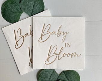 Baby in Bloom - Baby Shower Cocktail Napkins - Gold Set of 16