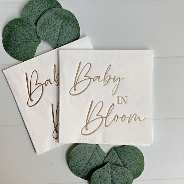 Baby in Bloom - Cocktail Napkins - Gold