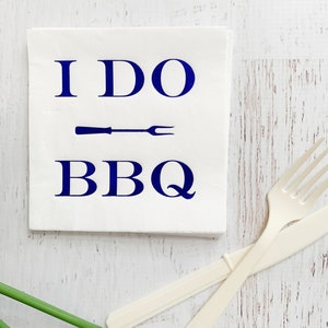 I Do BBQ Beverage Napkins Blue Foil image 2