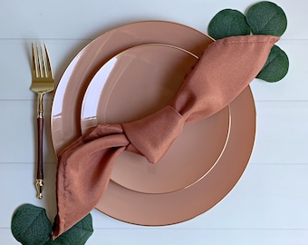 Clay with Gold Dinner Plates - Disposable Plastic Wedding Tableware