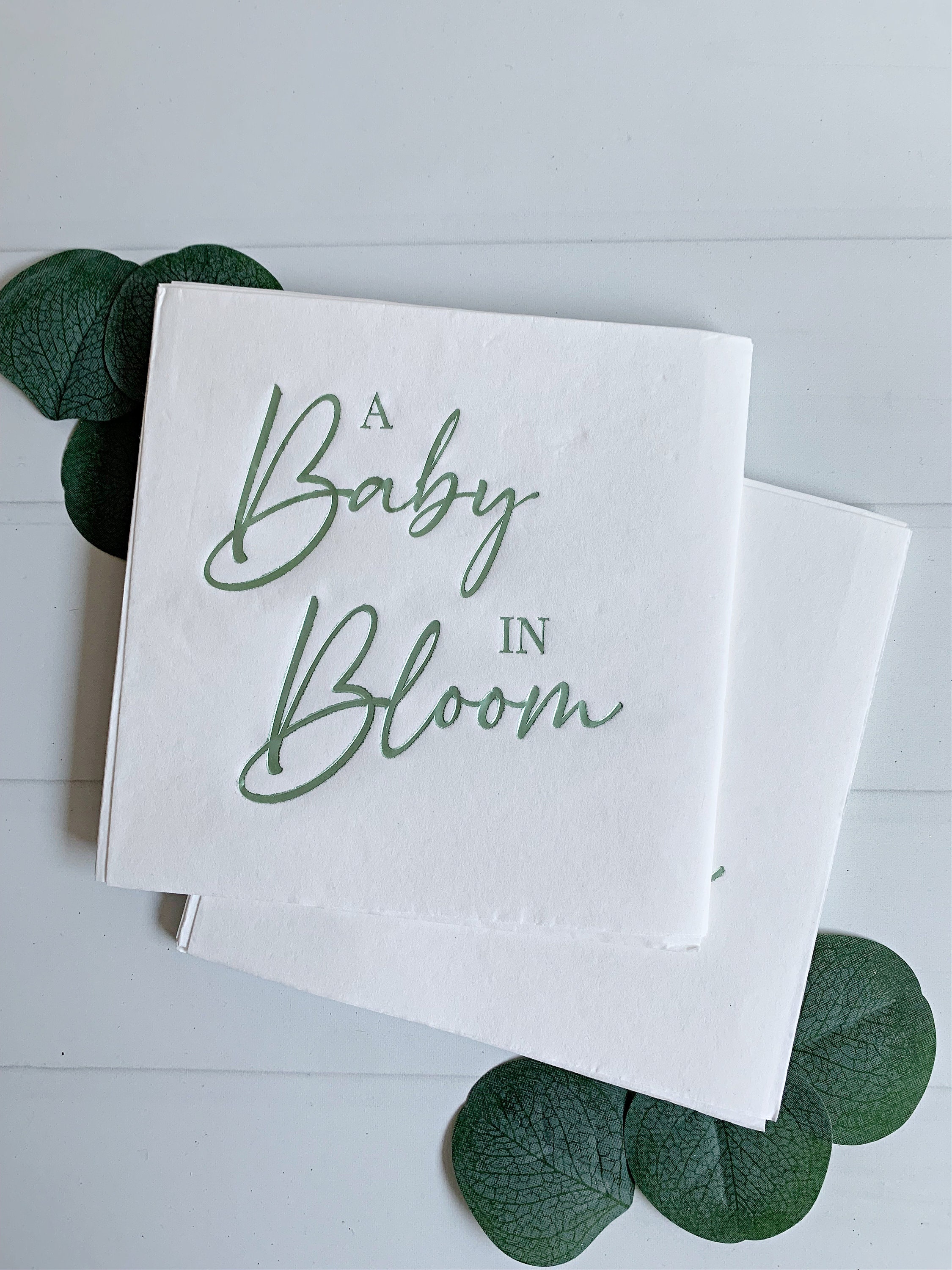 A Baby in Bloom Baby Shower Napkins Sage
