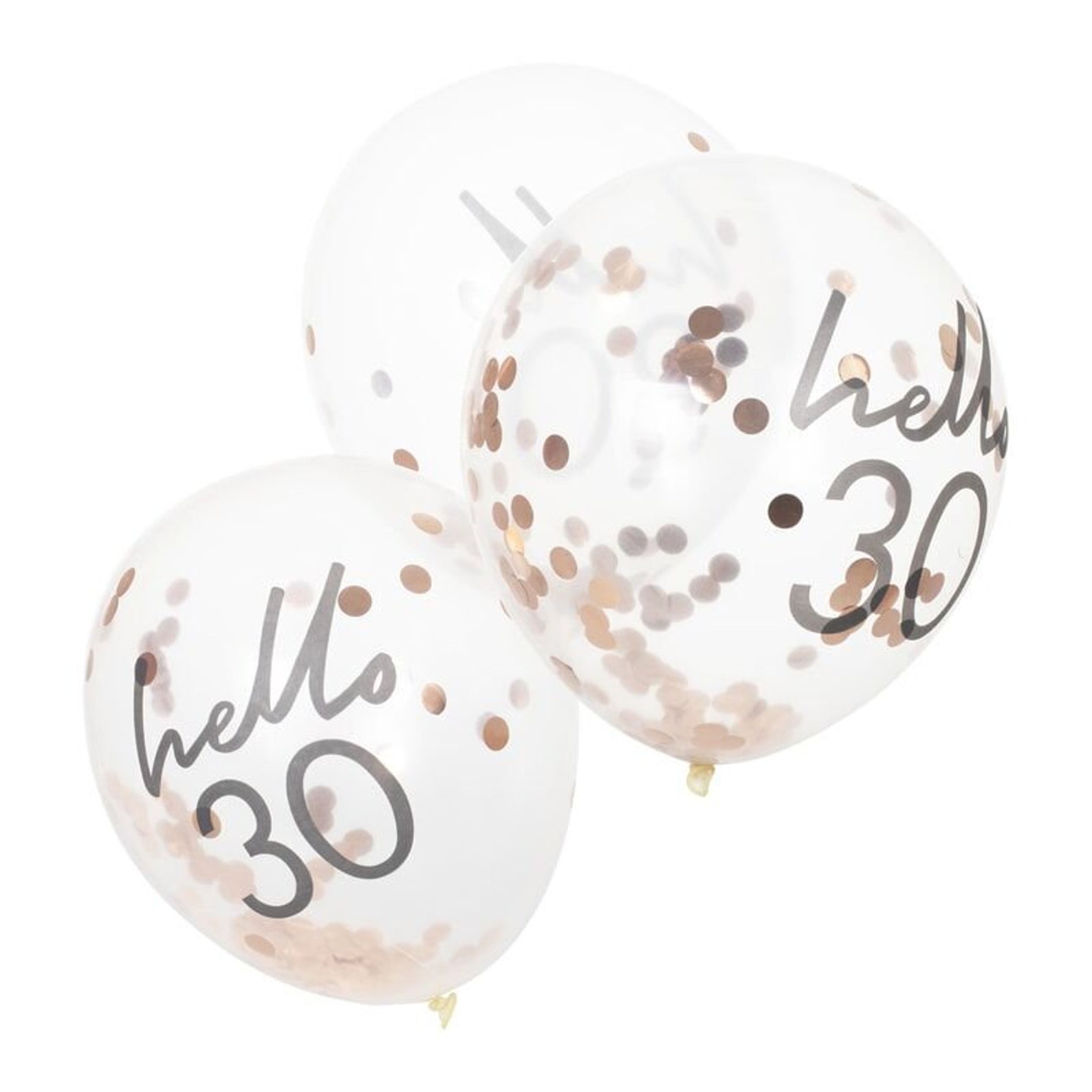 Hello 30 Rose Gold Confetti Filled Balloons Etsy