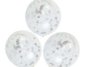 Silver Confetti Balloons- 18 Inch