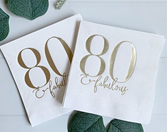 80 & Fabulous Cocktail Napkins - White