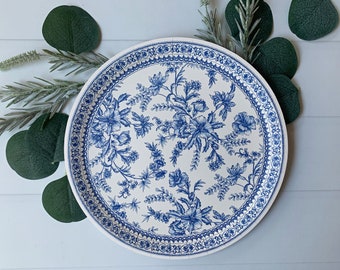 Blue Toile Dinner Plates - Bold Floral