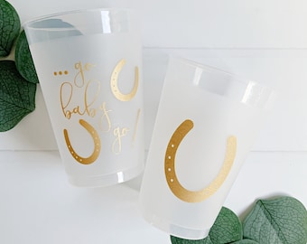 Derby Inspired Frosted Party Cups - Go Baby Go Gold